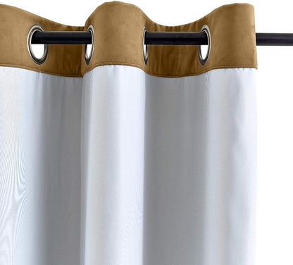 ChadMade Blackout Lined Premium Velvet Curtain Sable 84Wx84L Inch, Eyelet - Image 3