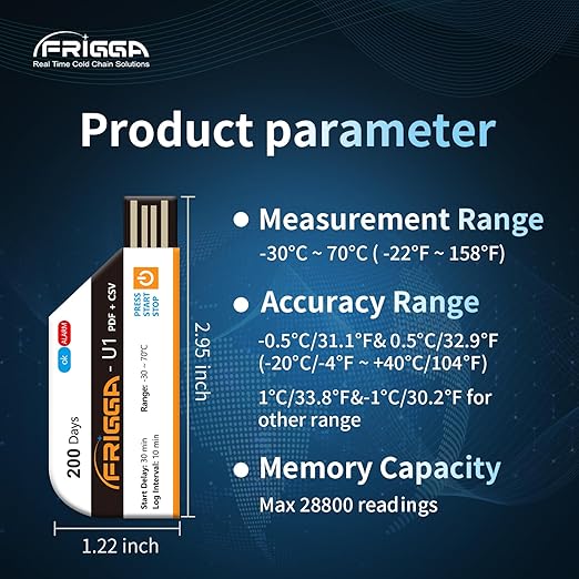 Frigga 10 Pack Temperature Data Logger Disposable Temperature Recorder 28800 - Image 2