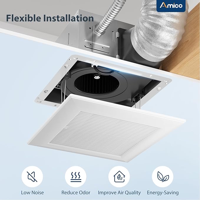 Amico Bathroom Exhaust Fan, 1.0 Sones, 110 CFM, Low Noise, Household Bath - Image 6