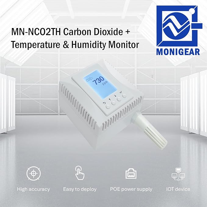 Indoor Air Quality Monitor, 3-in-1 Temperature Humidity CO2 Sensor, - Image 3