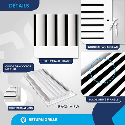 16x6 Inch Air Return Vent Cover Decorative – Premium Aluminum AC Vent Cover - Image 9