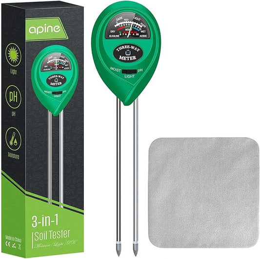 apine Soil Moisture Meter, 3 in 1 Soil pH Tester, Soil Tester by apine