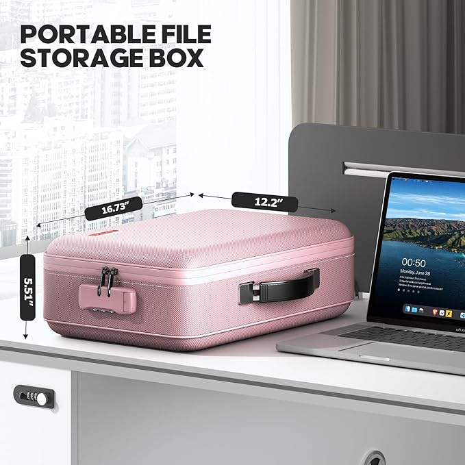 Fireproof Document Box, Hard Case Highly Flame-Resistant Fire Proof Waterproof - Image 6