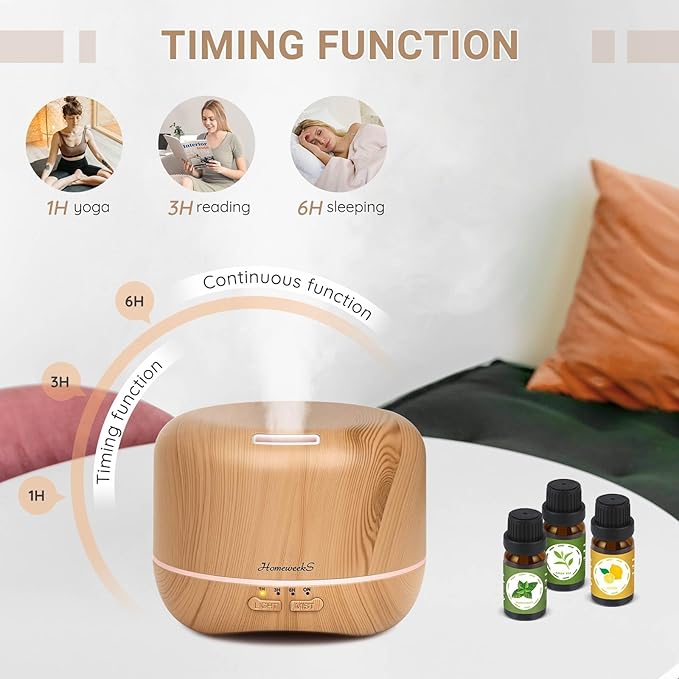 Homeweeks 300ml Essential Oil Diffuser, Quiet Aromatherapy Mist Diffusers - Image 4