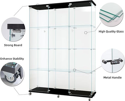 Yoluckea 4 Shelves Glass Display Cabinet Extra Large, Floor Standing Clear - Image 7