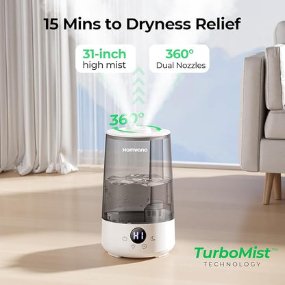 Homvana Humidifiers for Bedroom Home, 3.6 L Cool Mist Top-Fill 34H Super Long - Image 2