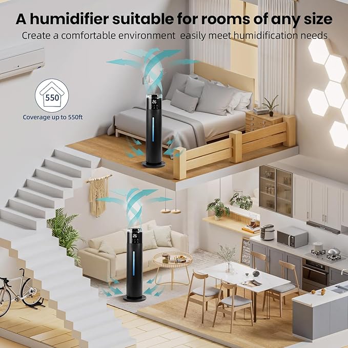 Large Humidifier for Bedroom, 8L/2.1Gal Ultrasonic Cool Mist, Remote control - Image 8