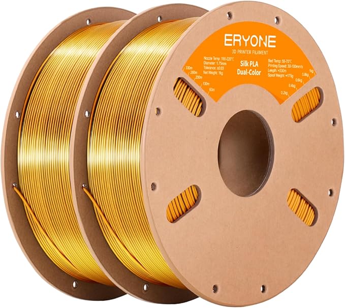 ERYONE Silk Dual Color PLA Filament 3D Printer 1.75mm +/- 0.03mm, Bicolor by ERYONE