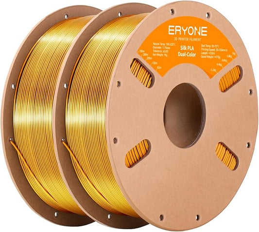 ERYONE Silk Dual Color PLA Filament 3D Printer 1.75mm +/- 0.03mm, Bicolor by ERYONE