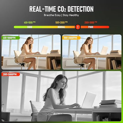 CO2 Monitor Carbon Dioxide Detector, 5-in-1 Indoor Air Quality Monitor - Image 6
