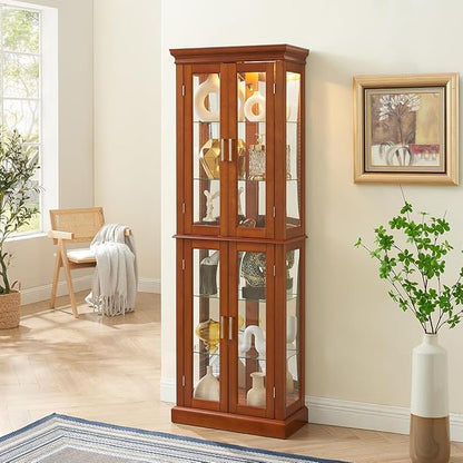 Lighted Wooden Display Curio Cabinet, Cabinet - Image 6