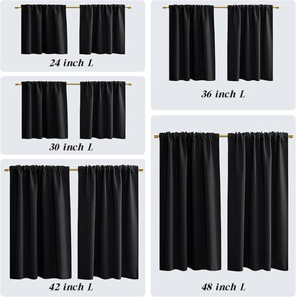 PANELSBURG Black Curtains 42 Inch Length, Short Blackout Curtains - Image 2