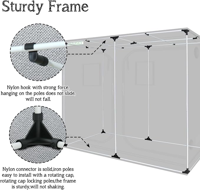 zazzy Grow Tent, 96“x48 x78 Plant Growing Tents 600D Mylar Hydroponic Indoor - Image 7