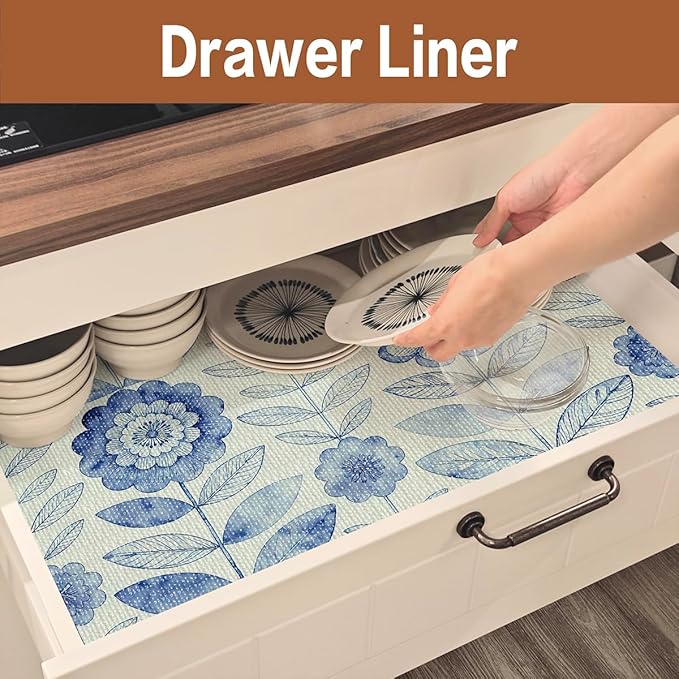 Drawer and Shelf Liner for Kitchen Cabinets Non-Adhesive Strong Grip Floral - Image 9