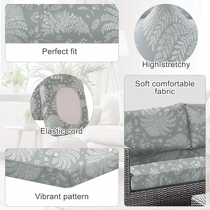 Ourdoor Cushion Covers Waterproof Set of 12 Floral Printed Stretch Patio Chair - Image 3
