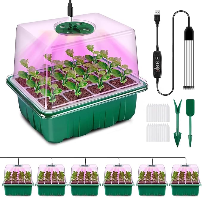YAUNGEL Seed Starter Tray with Grow Light, 6 Pack Seed Starter Kit with Timing by YAUNGEL