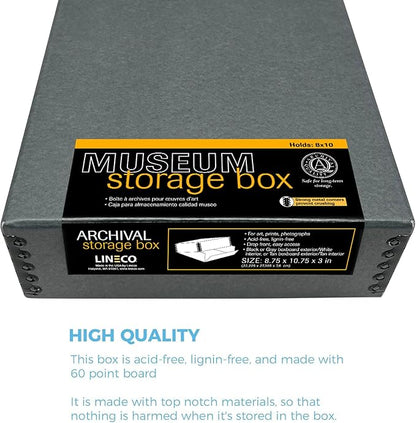 Lineco Museum Archival Storage Box, 8.75x10.75x3 in. Drop Front Design. - Image 9