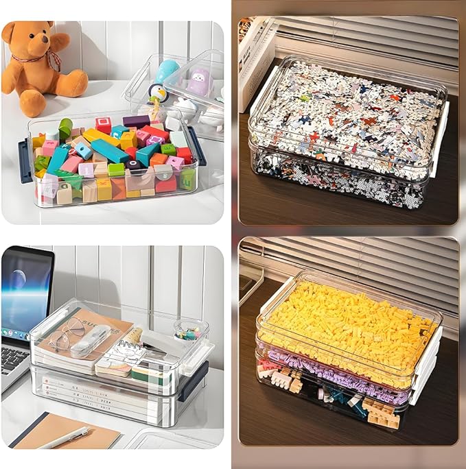 2 Pcs Plastic Portable Project Case, Scrapbooks, Art Supplies - Image 3
