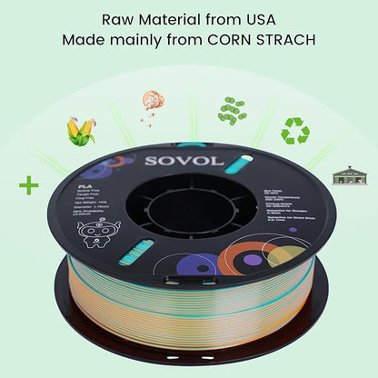 Sovol Dual Color PLA Filament 1.75mm, Silk PLA 3D Printing Material, Dual Color - Image 4