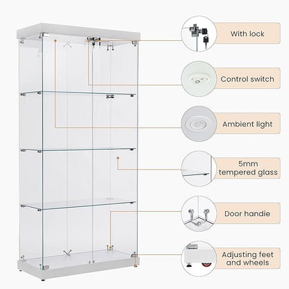 Yoluckea 4 Shelves Glass Display Cabinet - Image 6