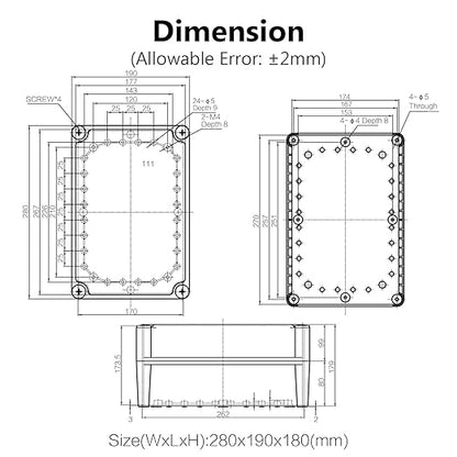 LeMotech IP67 Waterproof Junction Box ABS Plastic Project Box Dustproof - Image 6