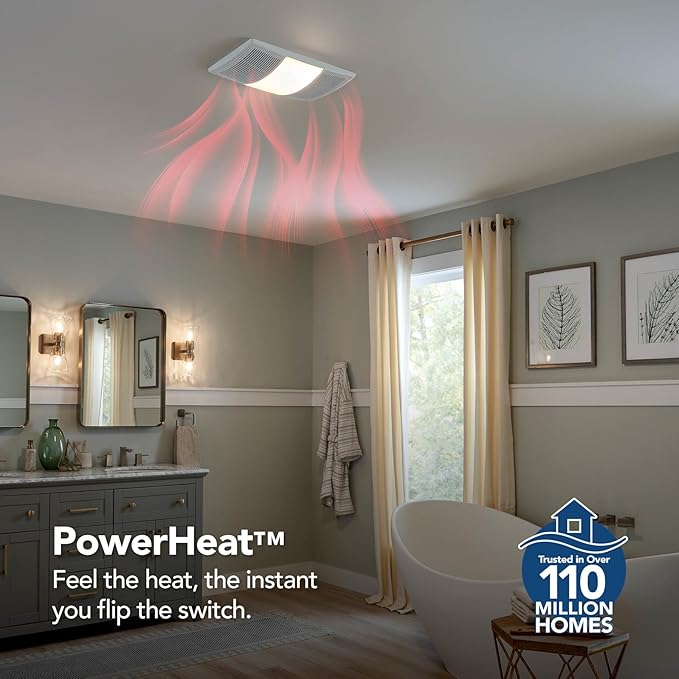 Broan-NuTone Non-Lit PowerHeat Bathroom Exhaust Fan and Heater, 80 CFM - Image 3