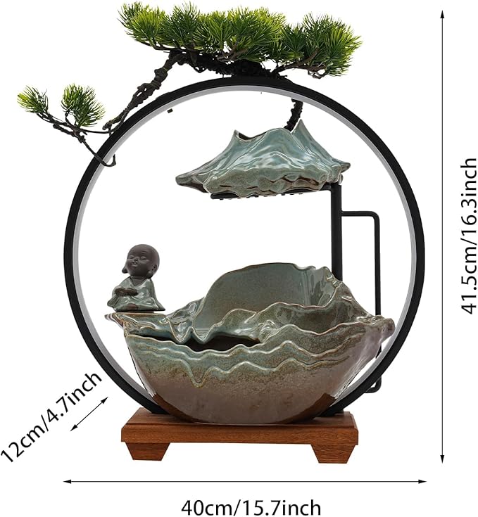 16In Bonsai Tree Statue Water Fountains Indoor Tabletop Waterfall Humidifier - Image 3