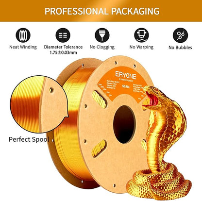 ERYONE Silk PLA Filament for 3D Printer 1.75mm +/- 0.03mm, 2KG Cardboard Spool - Image 4