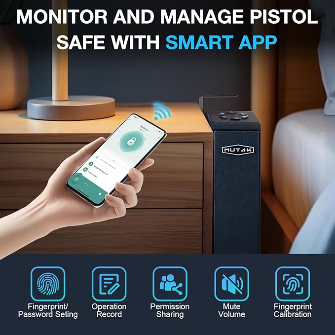 Gun Safe for Handgun, Slider Biometric Pistol Safe, 4 Ways Quick Access - Image 2