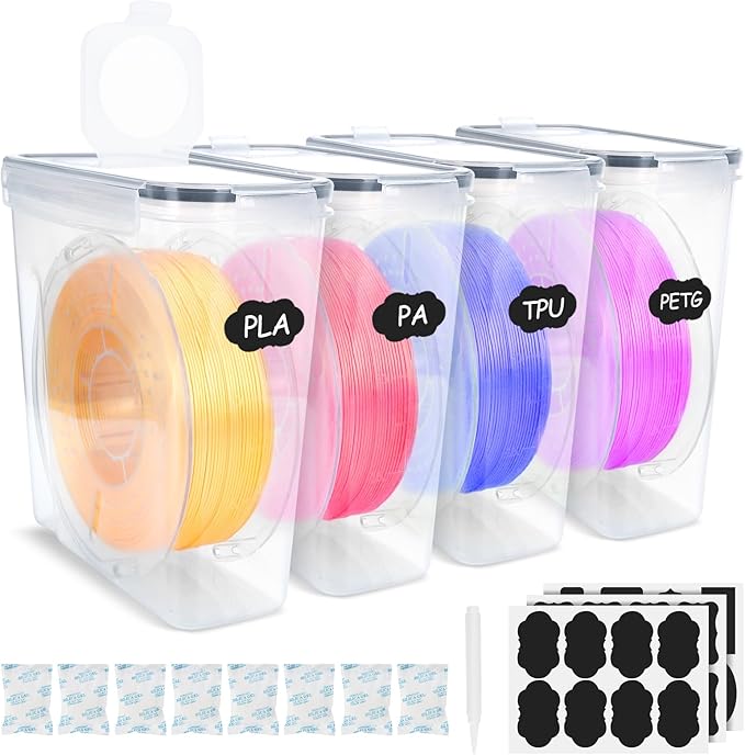 Filament Storage Box Kit- 4 Pack Filament Container by AxPower