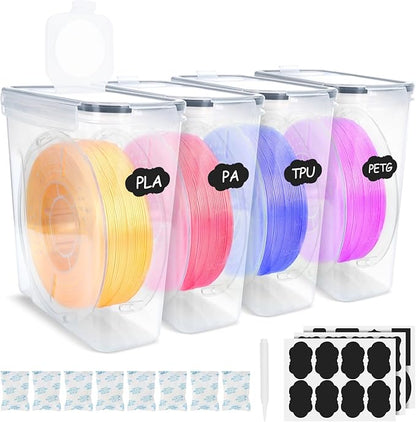 Filament Storage Box Kit- 4 Pack Filament Container by AxPower