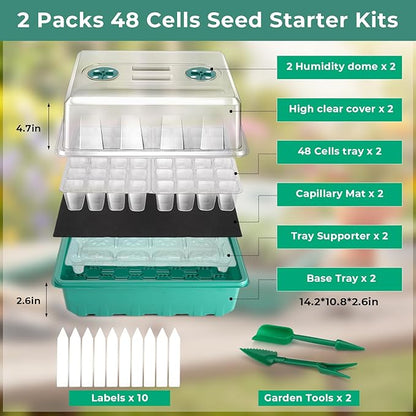 Self-Watering Seed Starter Tray 2 Packs, 96 Cells Seed Starter Kit - Image 2