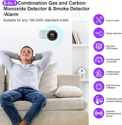 3 Pack Smoke Carbon Monoxide Detector Alarm, Plug in Smoke co Detectors - Image 5