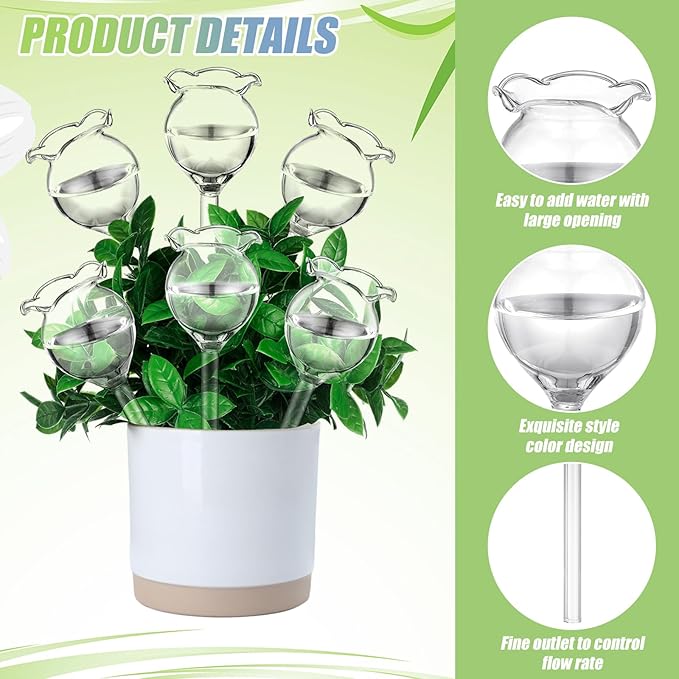 Yungyan 6 Pcs Self Watering Plant Globes Glass Cactus Insert Watering Devices - Image 4