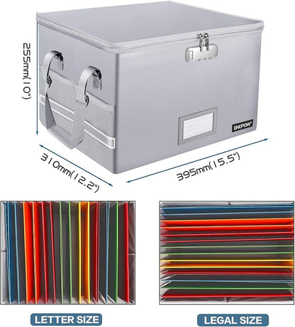 ENGPOW File Box with Lock, Fireproof Document Box with Pockets, Collapsible - Image 5