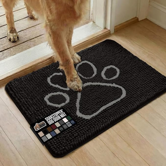 GORILLA GRIP SOAKSTOPPER Dog Door Mat, 30x20 Machine Washable Rug Absorbent by GorillaGrip