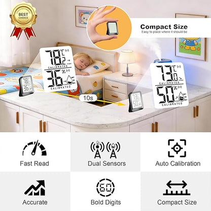 Antonki 4 Pack Mini Room Thermometer Hygrometer Indoor Temperaure and Humidity - Image 3