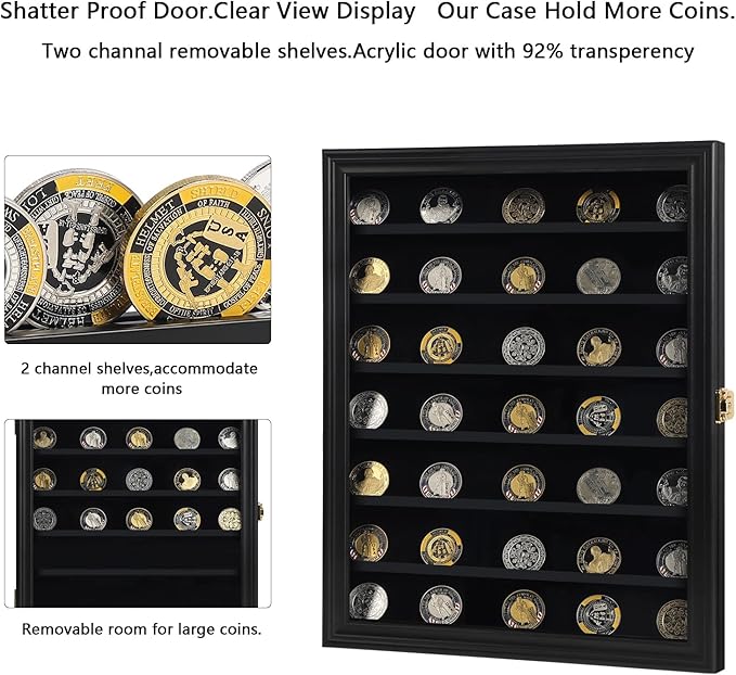 Jinchuan Military Challenge Coin Display Case 4 Pack Lockable Cabinet Rack - Image 4