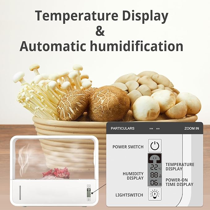 Mushroom Grow Box with LCD Display and LED Grow Light, Smart Mushroom Growing - Image 2