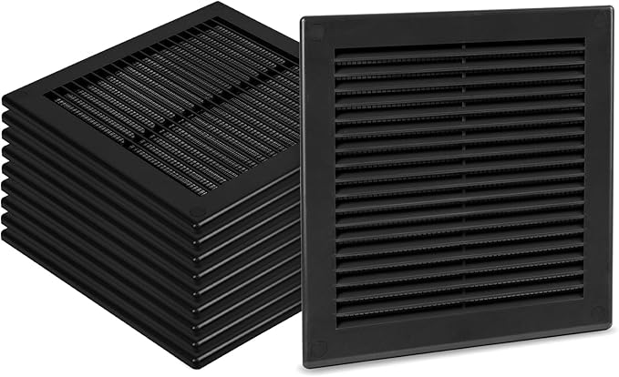 10-Pack 8" x 8" Square Air Vent Cover – Black Plastic Vent Deflector by Unknown