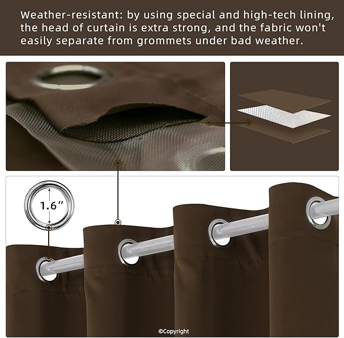 Waterproof Outdoor Curtain W52 x L84 - Image 3