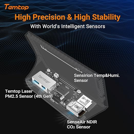Temtop M100 Air Quality Monitor Indoor, 8-in-1 Smart Air Quality Weather Station - Image 3
