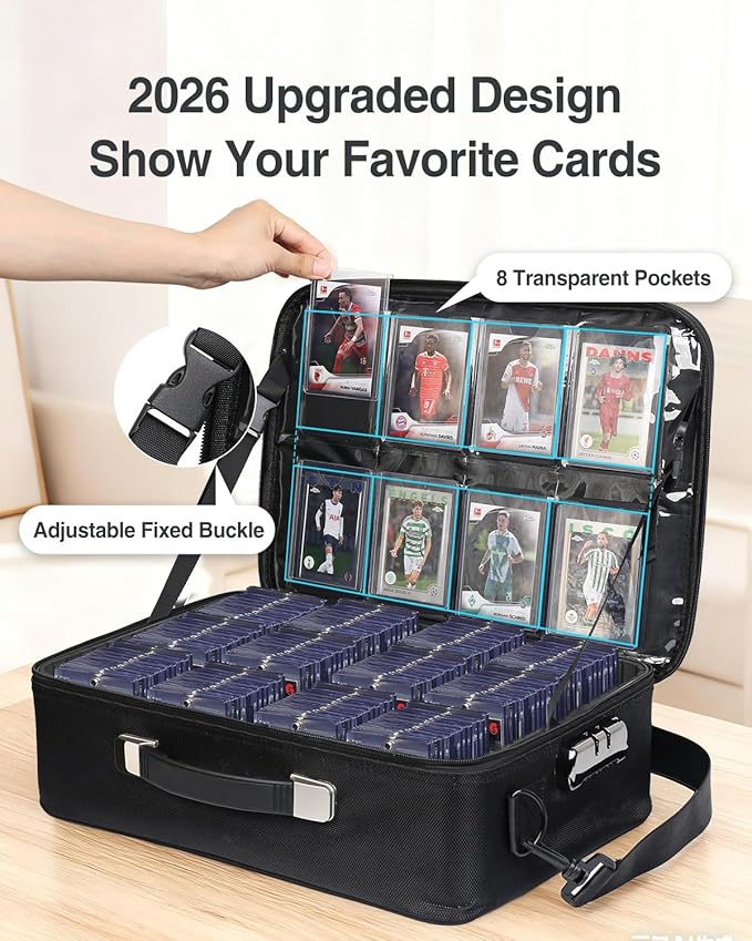 Luxtude Trading Card Storage Box w/Adjustable Dividers, Large Top Loader Card - Image 2