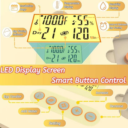 Egg Incubator for Hatching 56-154 Chicken/Quail/Turkey Eggs, 360° View Poultry - Image 4