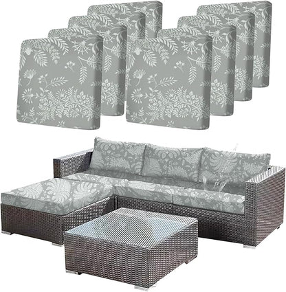 Ourdoor Cushion Covers Waterproof Set of 8 Floral Printed Stretch Patio Chair by CALBODE
