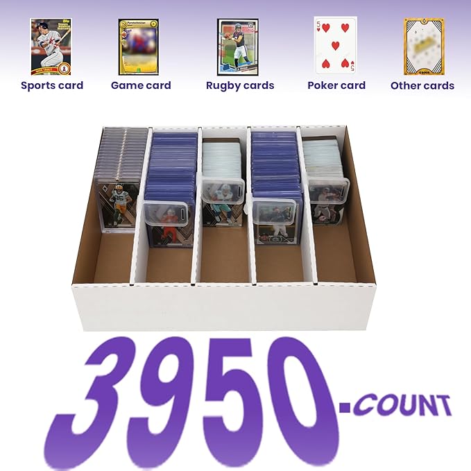 4 PACK Sports Card Box 3940 Count Cardboard Trading Card Storage Box, Bulk Card - Image 3