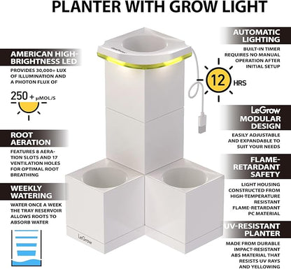 LeGrow Indoor Planter with LED Grow Light, Automatic 12 Hours Timer, 7 Days - Image 4