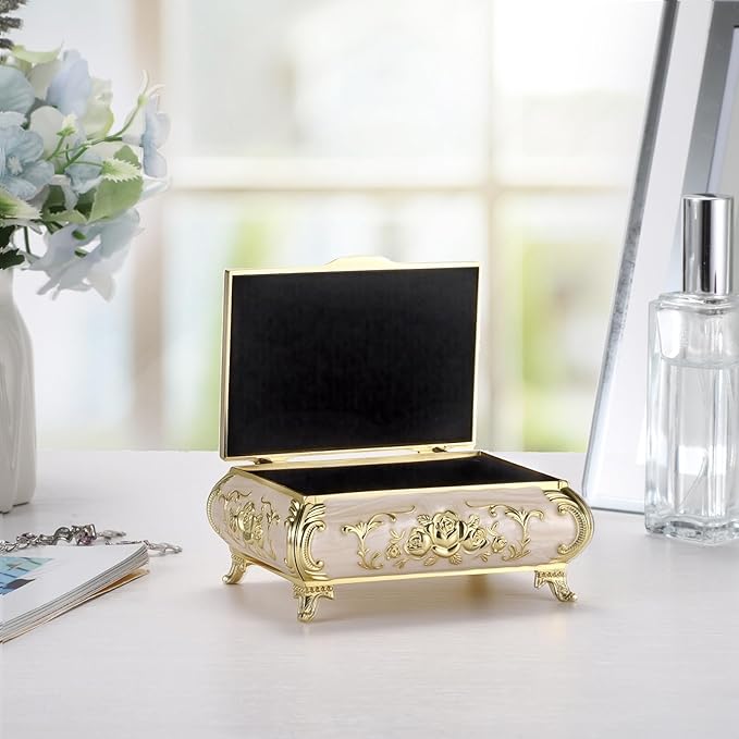 Hipiwe Vintage Jewelry Box Metal Trinket Chest Treasure Display Case - Image 6