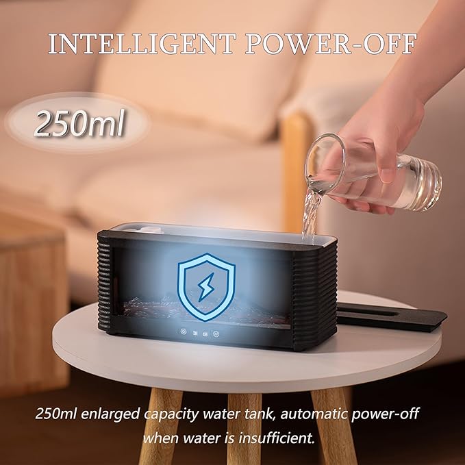 2026 Upgraded 9 Color Flame Fireplace Aroma Essential Oil Diffuser, 250ml USB - Image 6