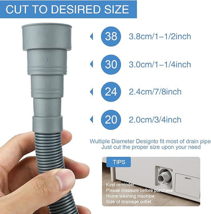 3.3ft Washing Machine Drain Hose Extension Kit, Universal 7PCS Set - Image 3